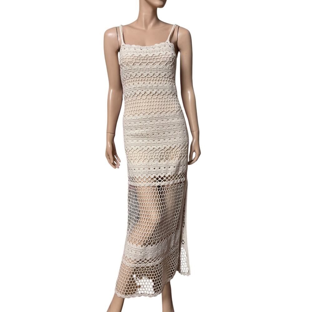 Suboo Stella Crochet Maxi Dress Size S 100% Cotton Partially Lined Sleeveless